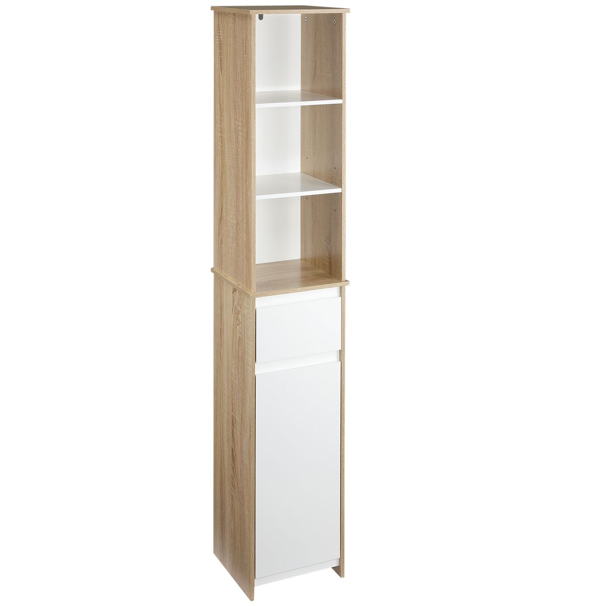Armario Sutton Kleankin cajón + 3 estantes natural/blanco 171,2x32,6x30 cm