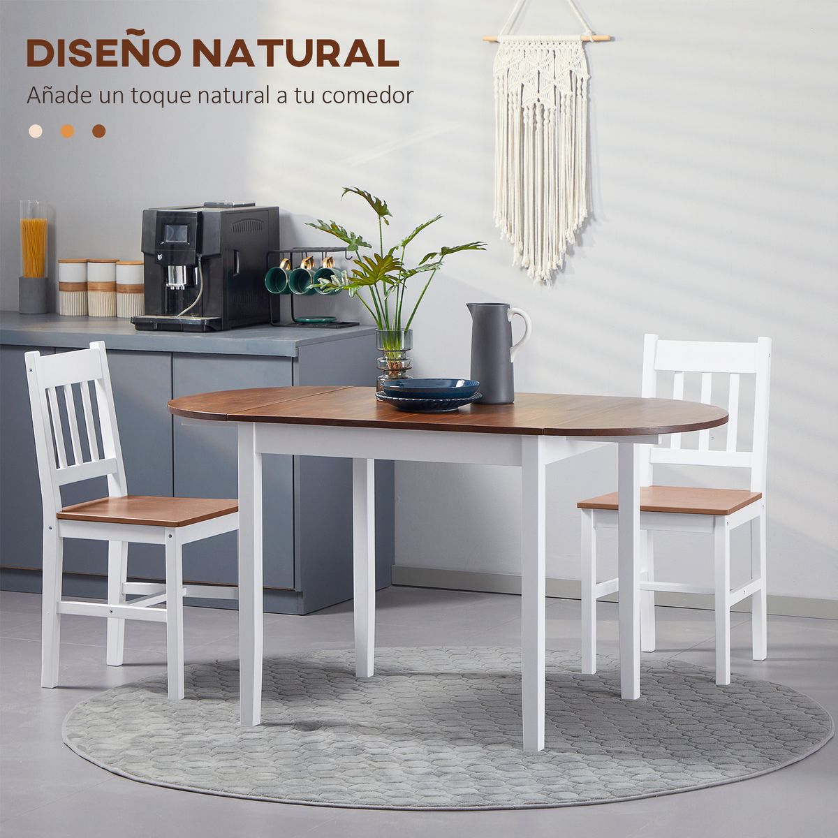 Mesa de cocina Campoamor Homcom plegable marrón 75x140x70 cm