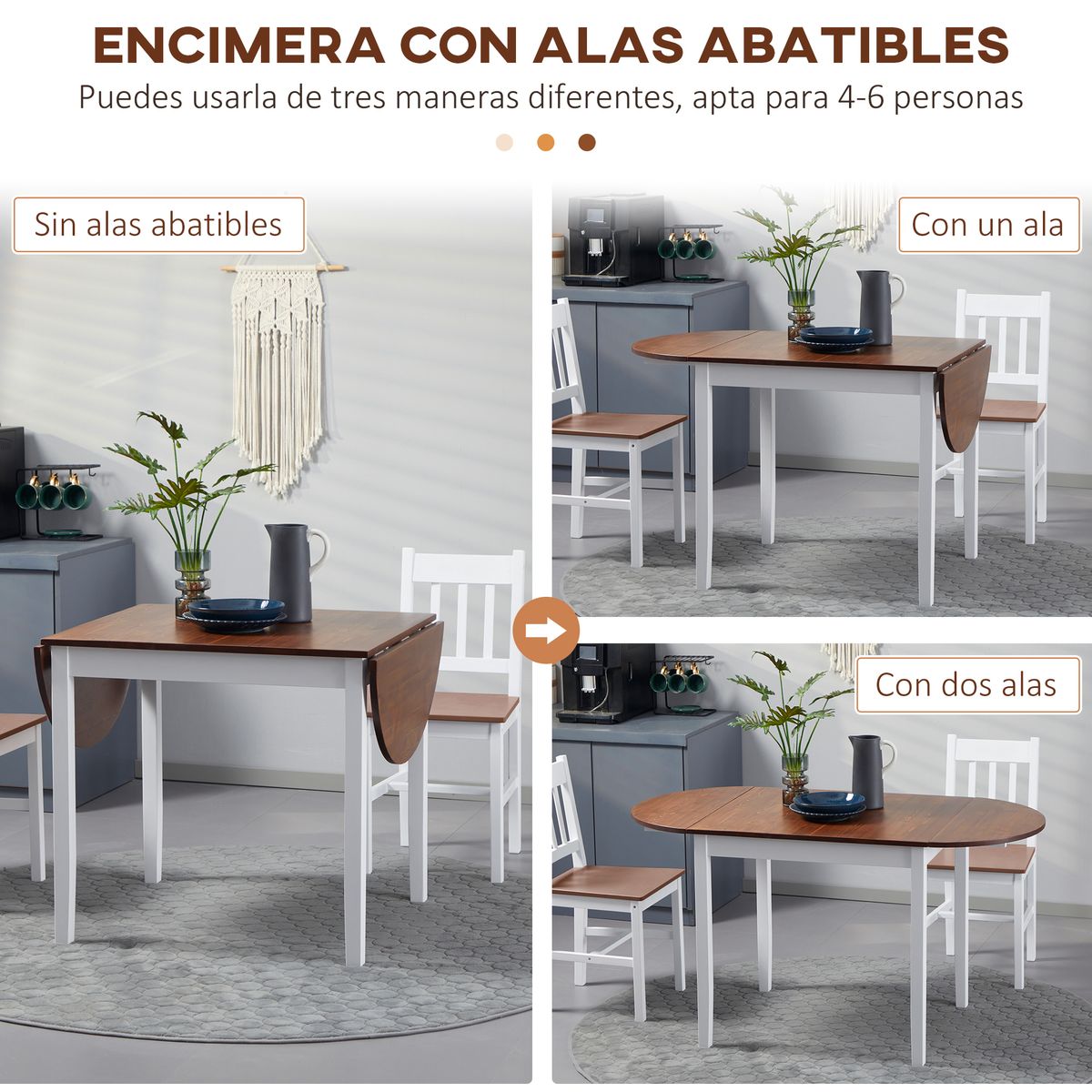 Mesa de cocina Campoamor Homcom plegable marrón 75x140x70 cm