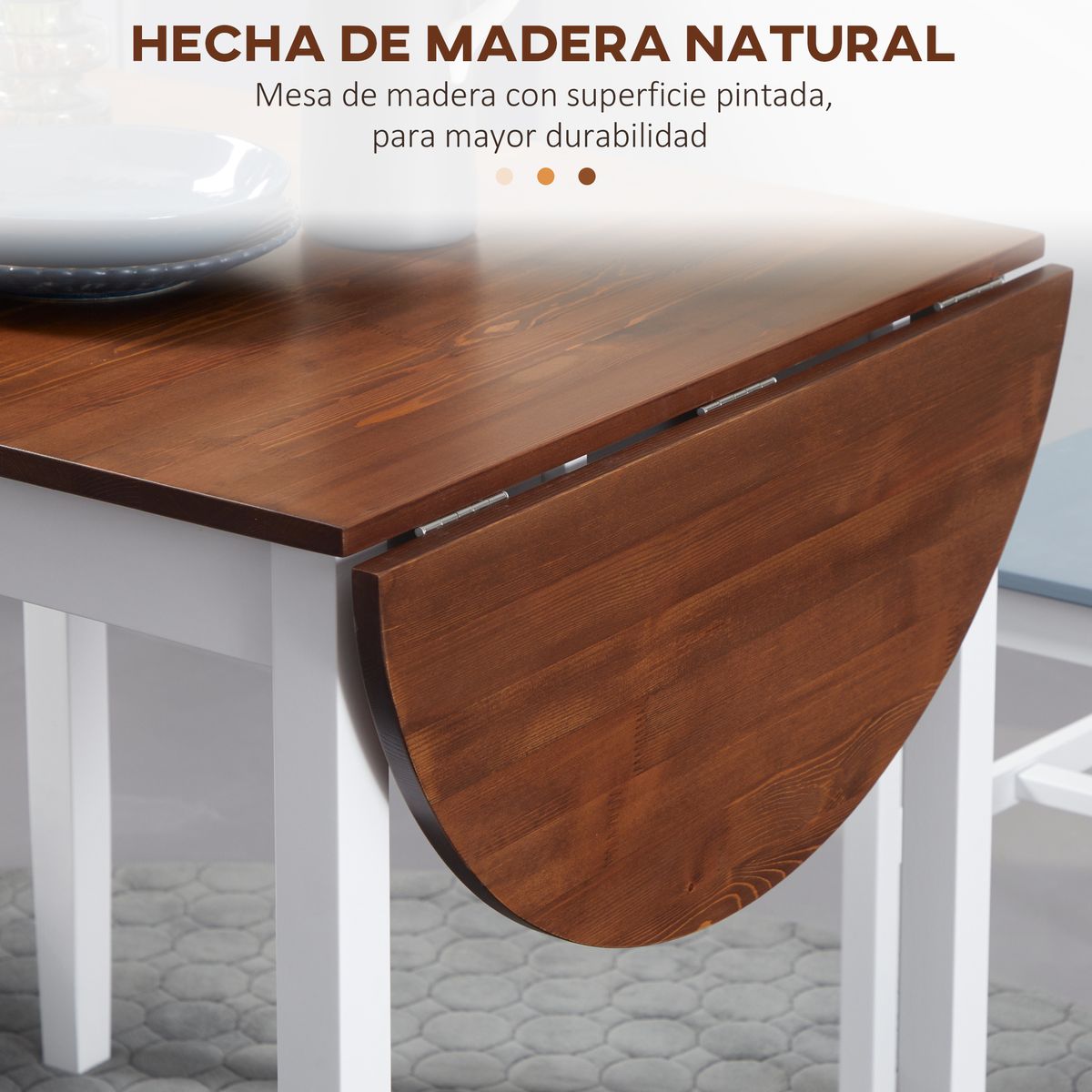 Mesa de cocina Campoamor Homcom plegable marrón 75x140x70 cm