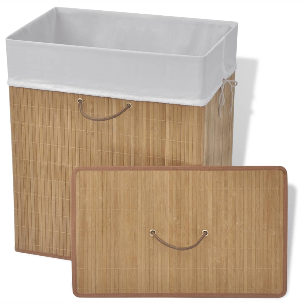 Cesto para ropa sucia con tapa y asas natural 60x52x32 cm