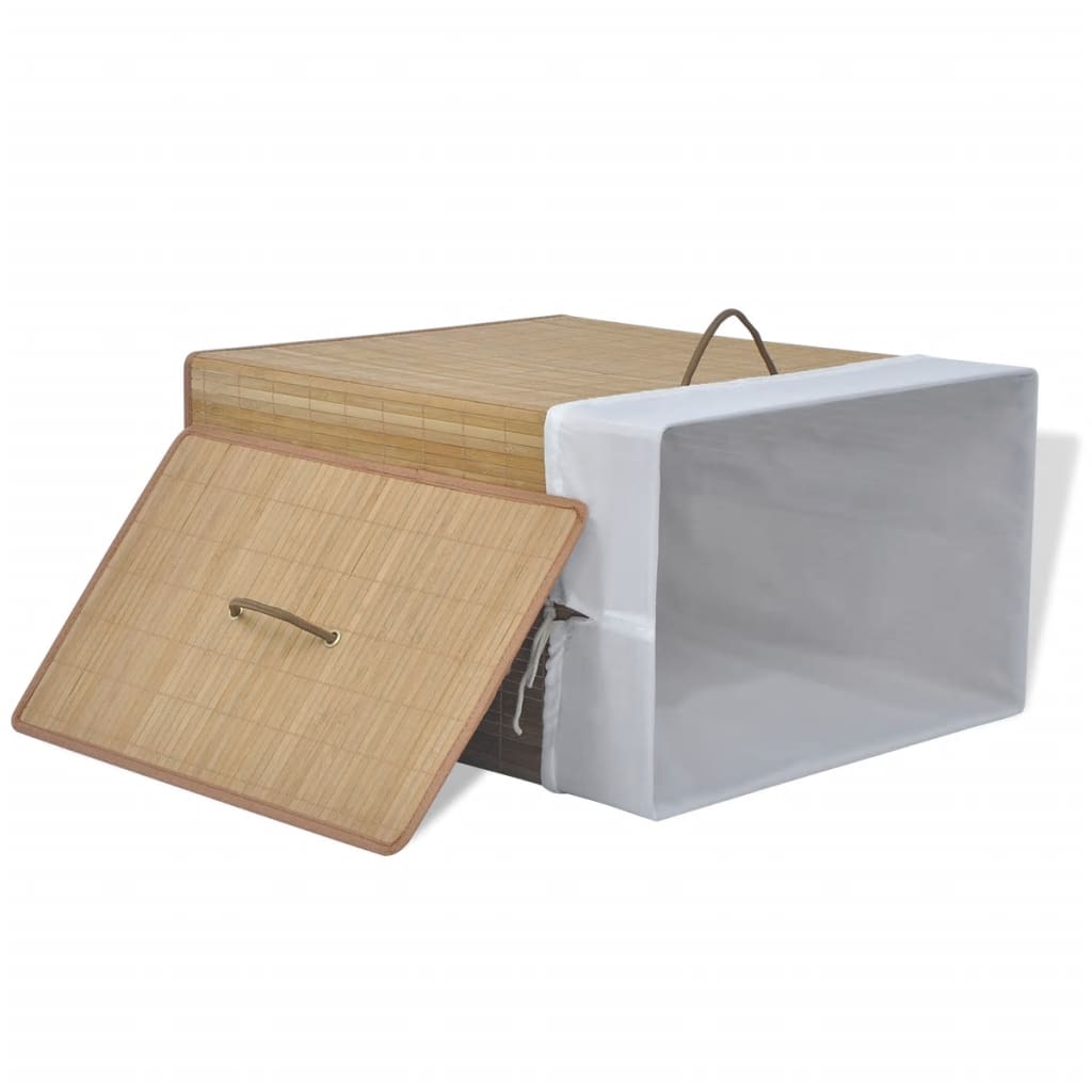 Cesto para ropa sucia con tapa y asas natural 60x52x32 cm