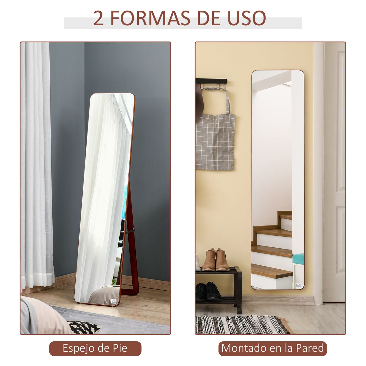 Espejo de pie Rio Homcom nogal 156x37x43 cm