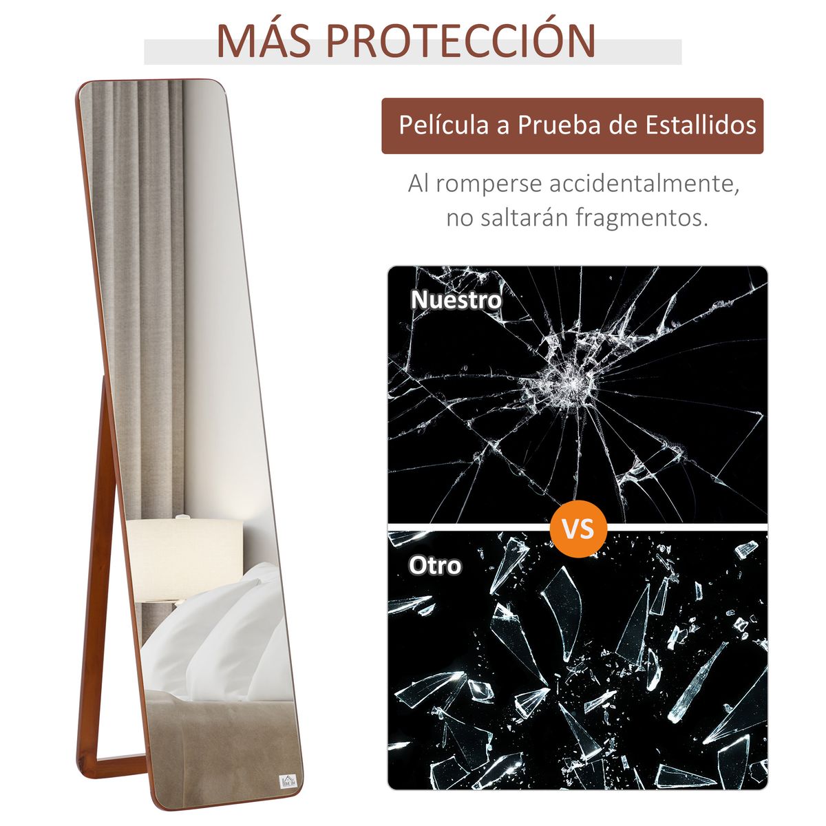 Espejo de pie Rio Homcom nogal 156x37x43 cm