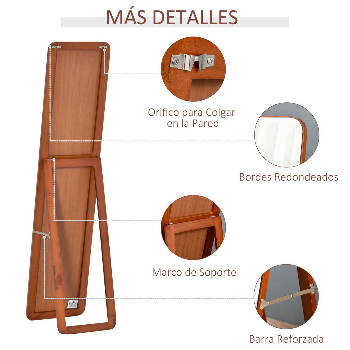 Espejo de pie Rio Homcom nogal 156x37x43 cm