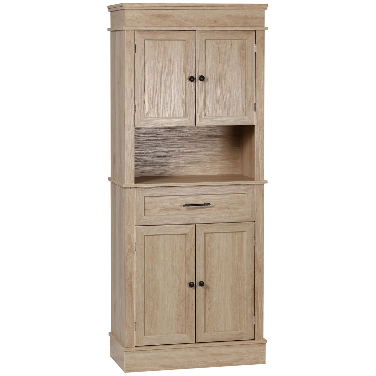 Aparador Crayke Homcom 4 puertas + cajón + estante roble 183x74x39,5 cm