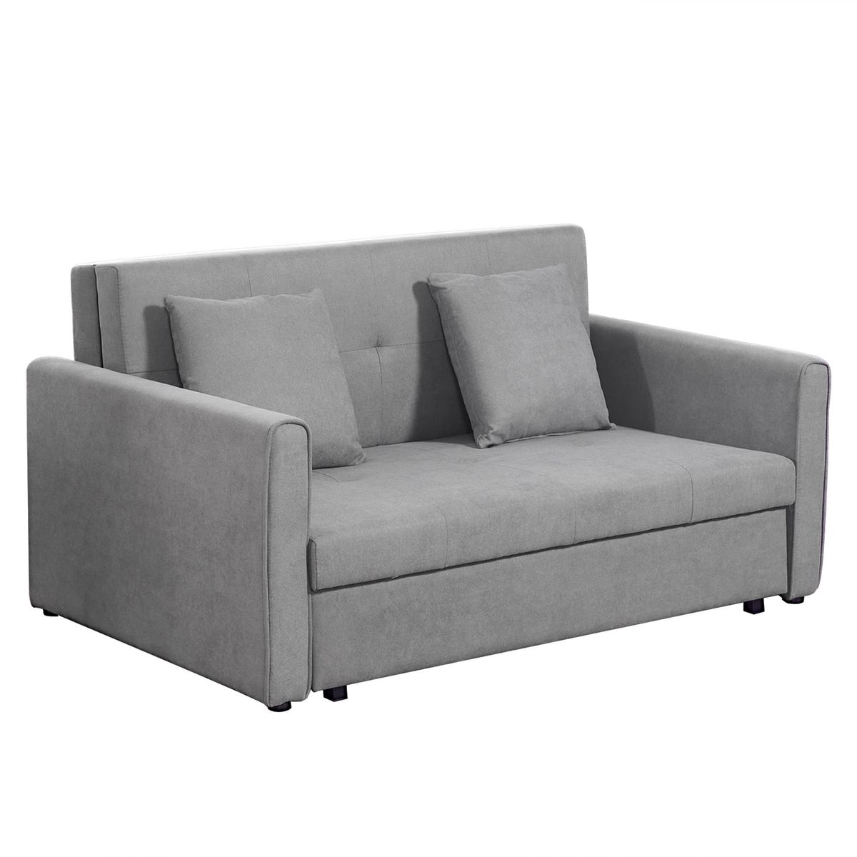 Sofá cama Lyla Homcom 2 plazas reposabrazos gris 81x152x101 cm