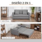 Sofá cama Lyla Homcom 2 plazas reposabrazos gris 81x152x101 cm