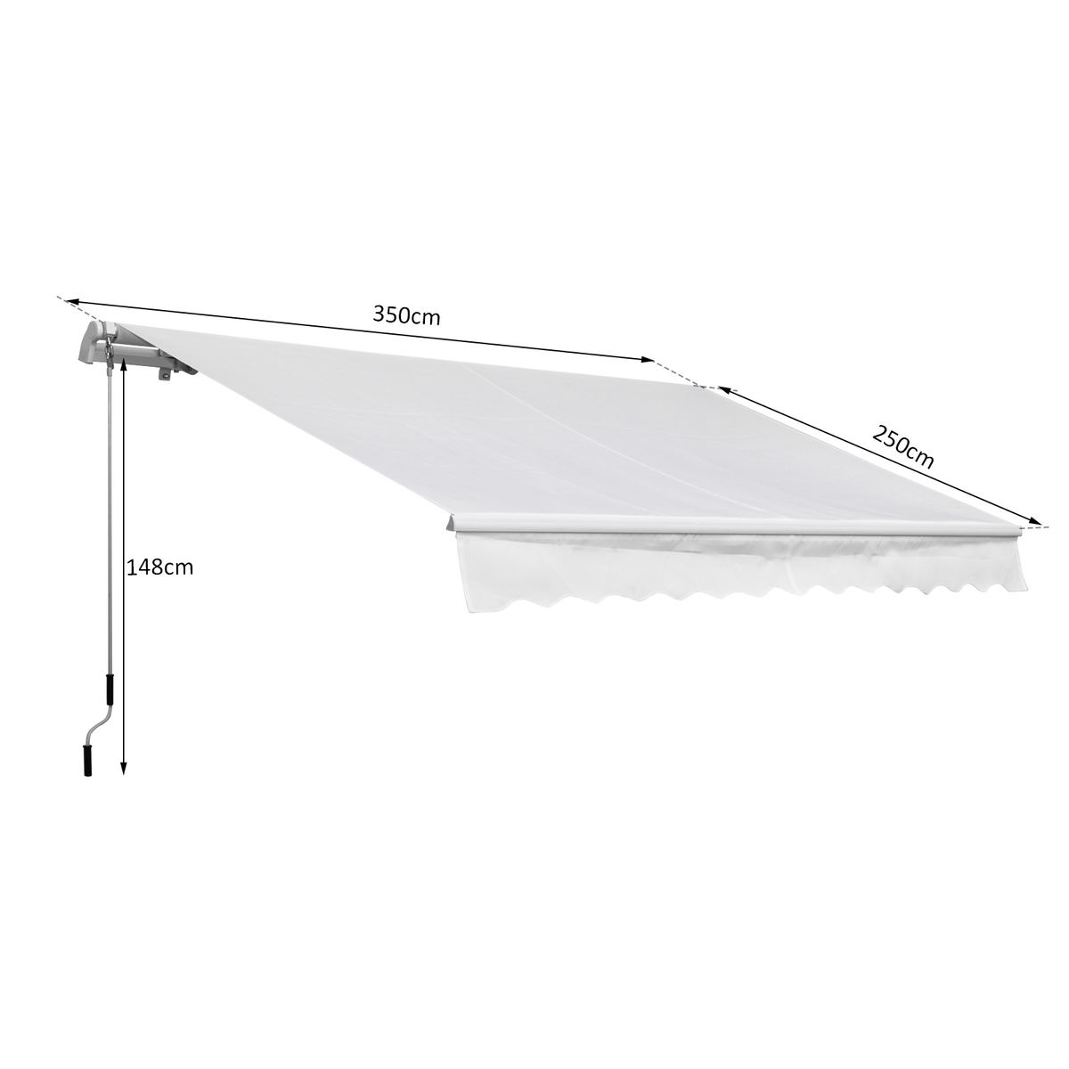 Toldo manual Outsunny retráctil anti UV blanco 350x250 cm