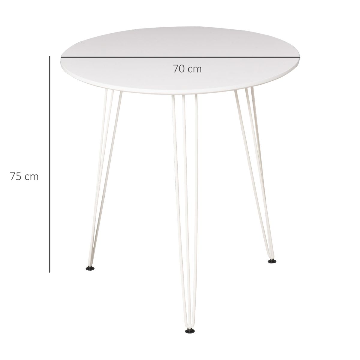 Mesa de comedor Zenia Homcom patas horquilla blanco Ø70x75 cm