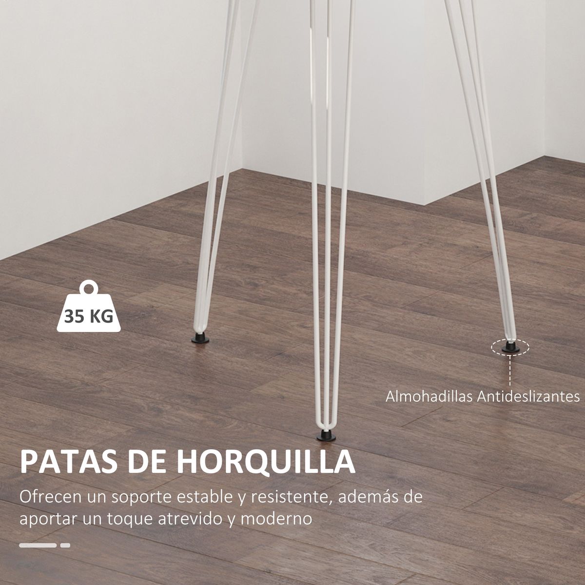 Mesa de comedor Zenia Homcom patas horquilla blanco Ø70x75 cm