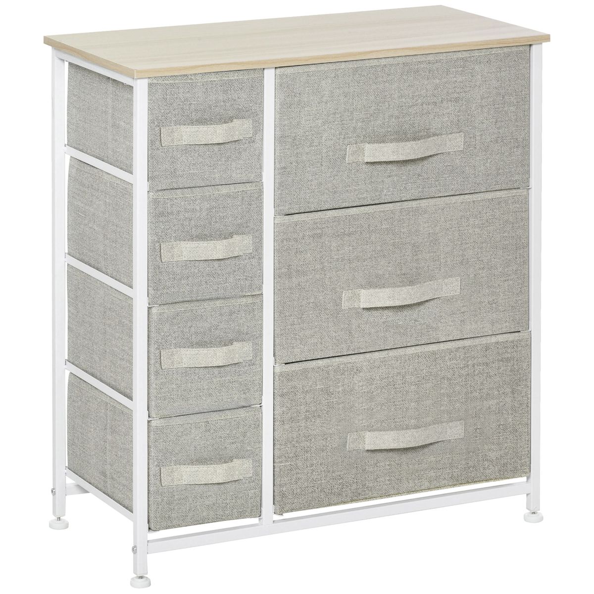 Cómoda Botanic Homcom 7 cajones de tela gris 63,5x30x71 cm