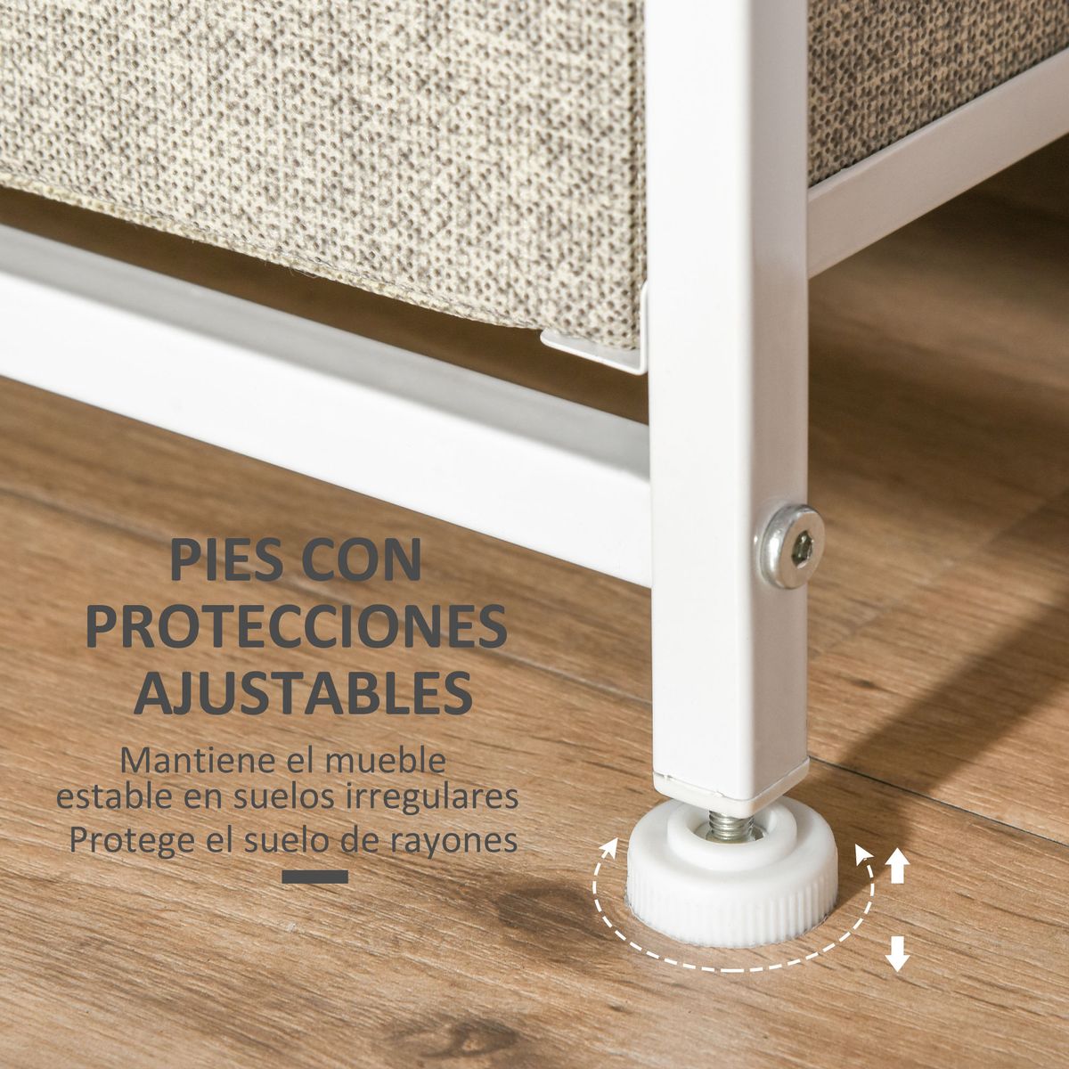 Cómoda Botanic Homcom 7 cajones de tela gris 63,5x30x71 cm