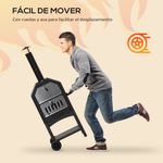 Horno de leña Outsunny 3 niveles con ruedas acero inox negro 160x64x54 cm