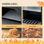 Horno de leña Outsunny 3 niveles con ruedas acero inox negro 160x64x54 cm