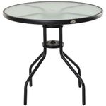 Mesa de jardín Chester Outsunny redonda con agujero para sombrilla negro Ø80x72 cm