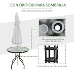 Mesa de jardín Chester Outsunny redonda con agujero para sombrilla negro Ø80x72 cm