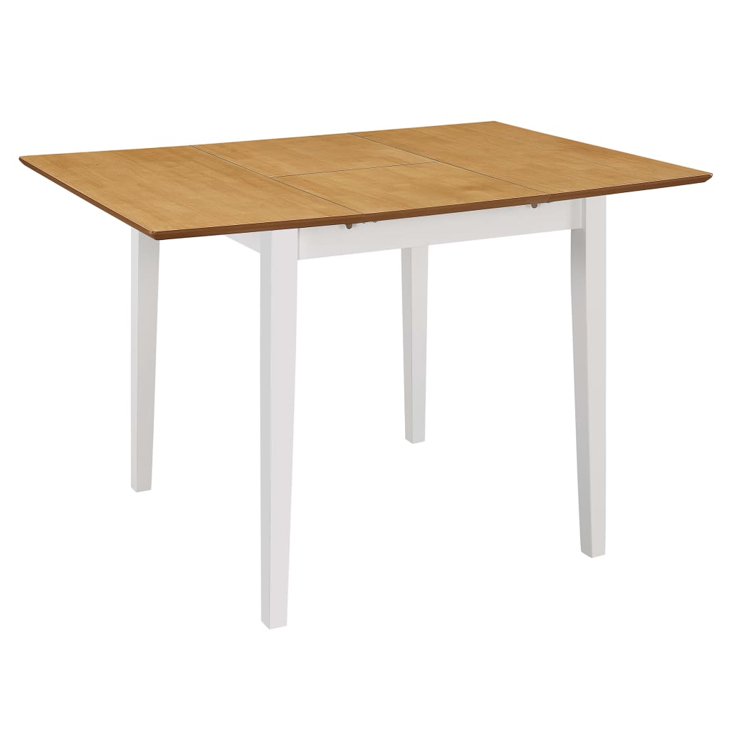Conjunto de comedor 4 sillas + mesa extensible blanco/natural 74x80-120x80 cm