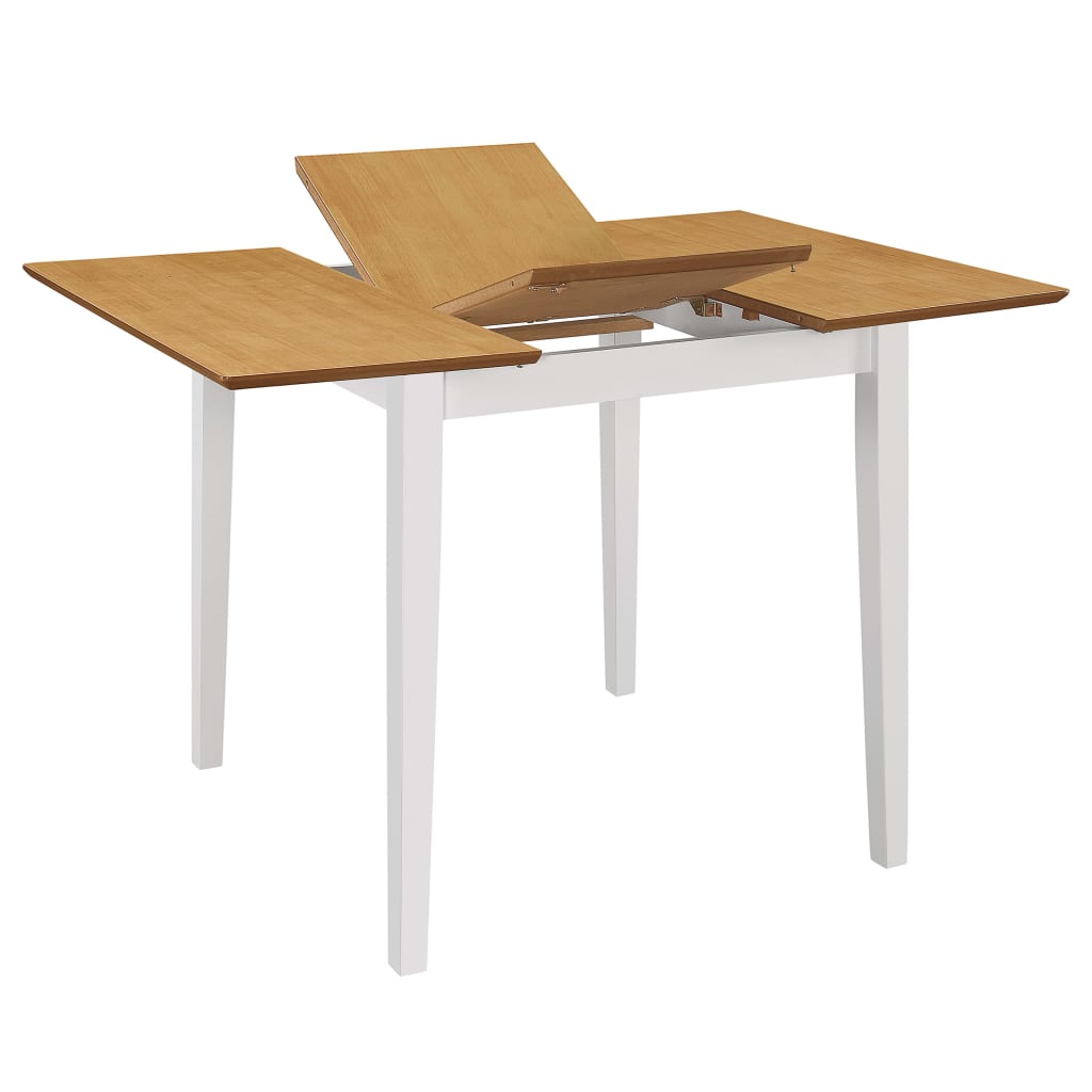 Conjunto de comedor 4 sillas + mesa extensible blanco/natural 74x80-120x80 cm