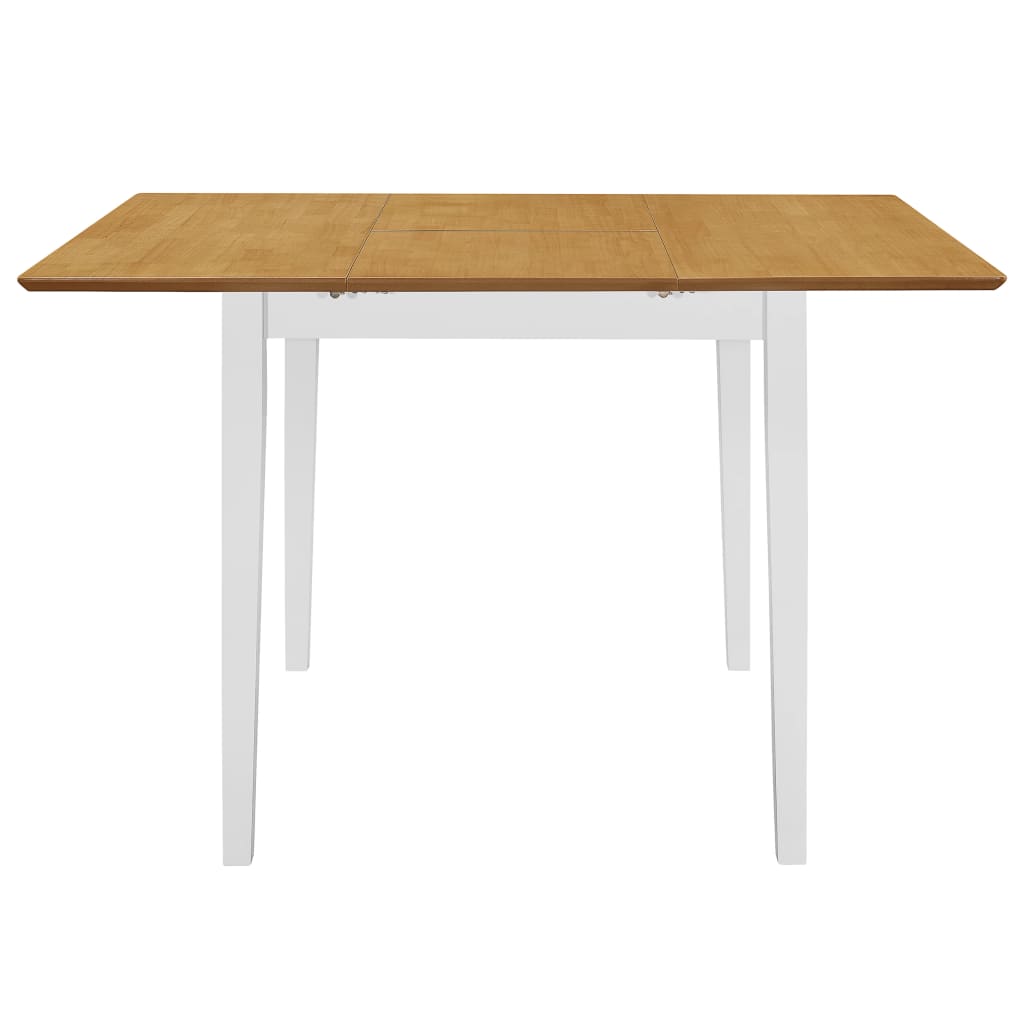Conjunto de comedor 4 sillas + mesa extensible blanco/natural 74x80-120x80 cm