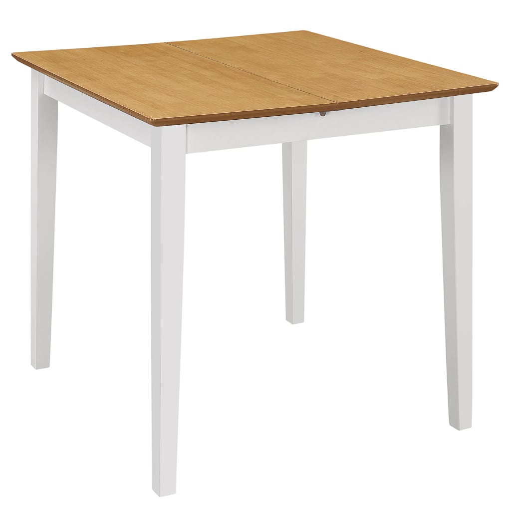 Conjunto de comedor 4 sillas + mesa extensible blanco/natural 74x80-120x80 cm