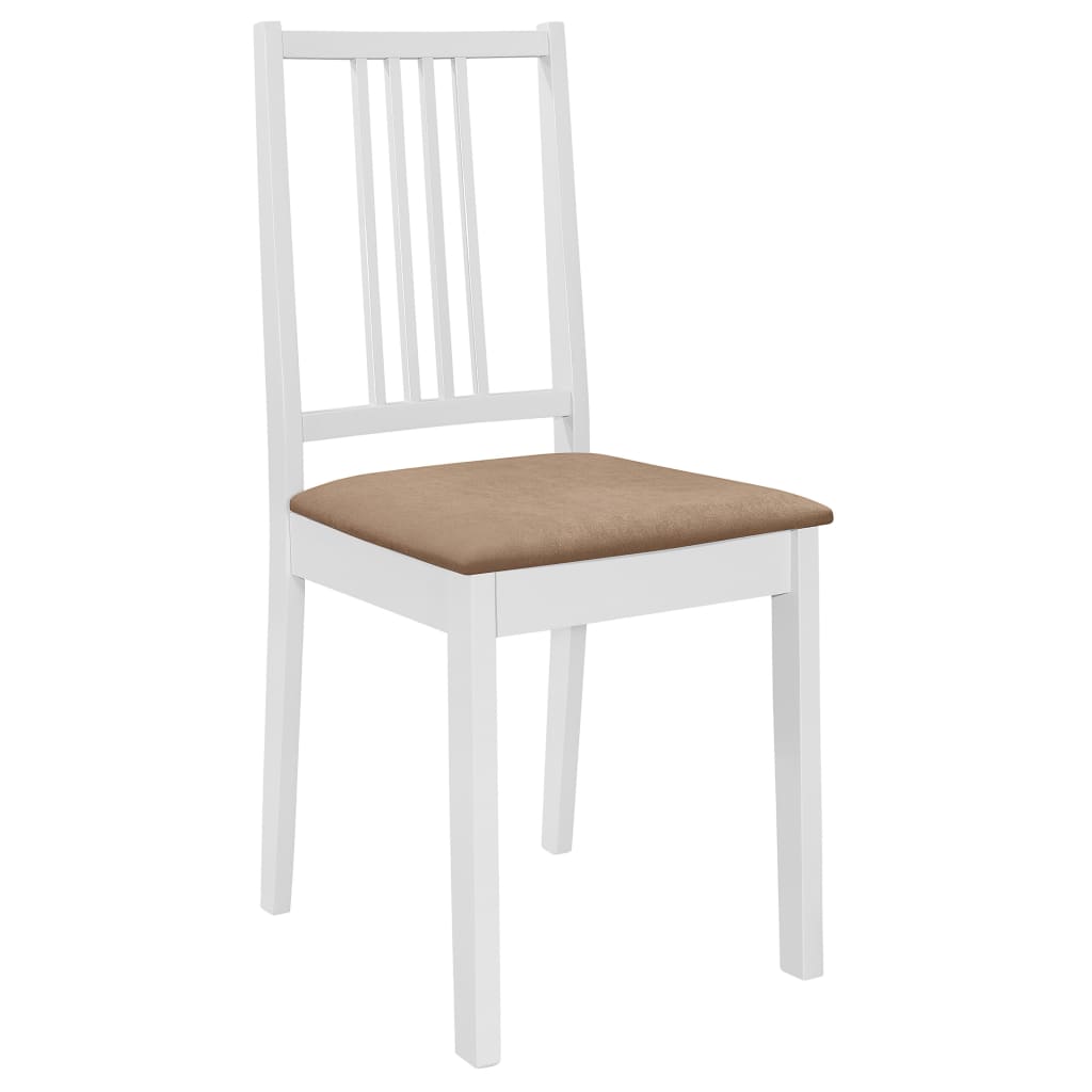 Conjunto de comedor 4 sillas + mesa extensible blanco/natural 74x80-120x80 cm