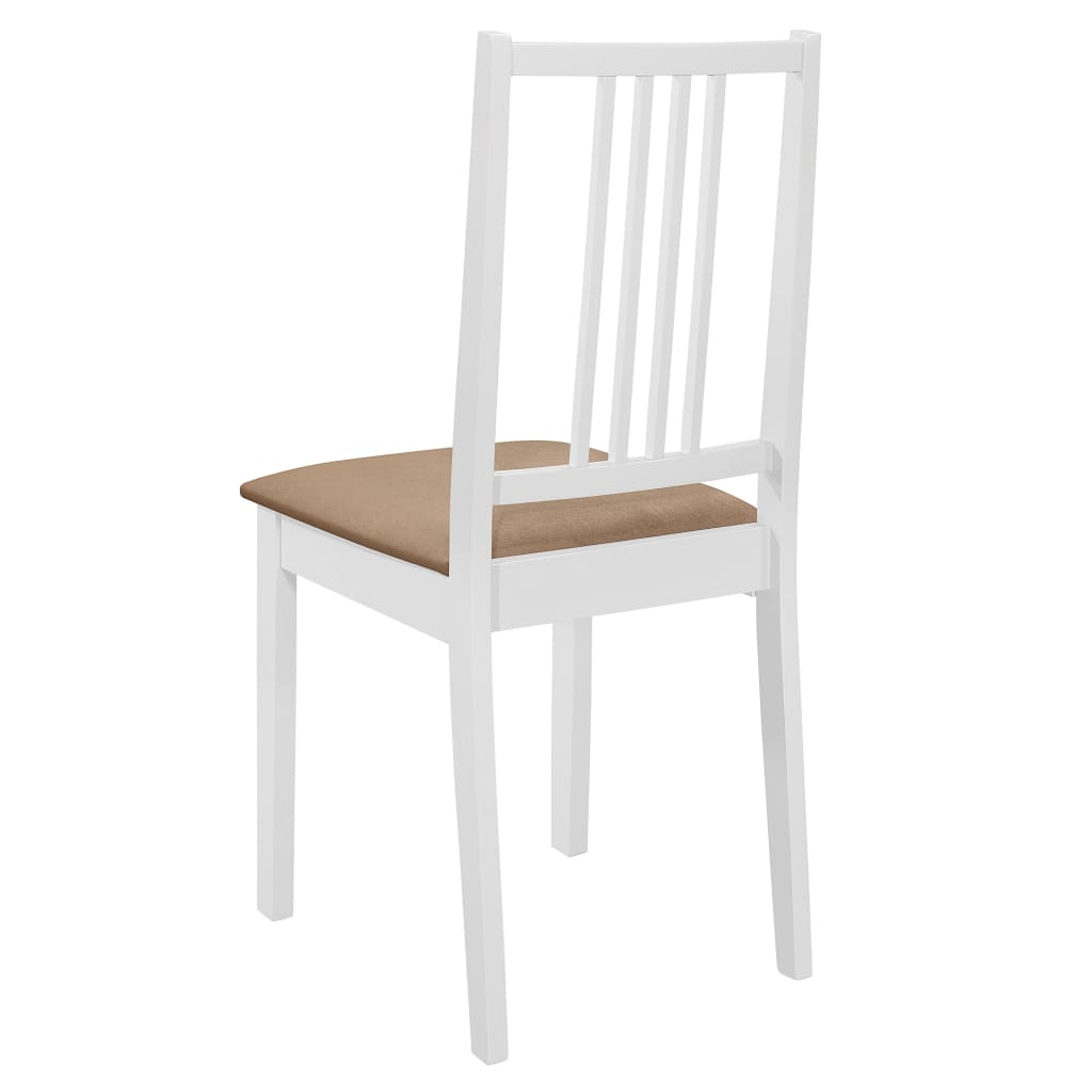 Conjunto de comedor 4 sillas + mesa extensible blanco/natural 74x80-120x80 cm