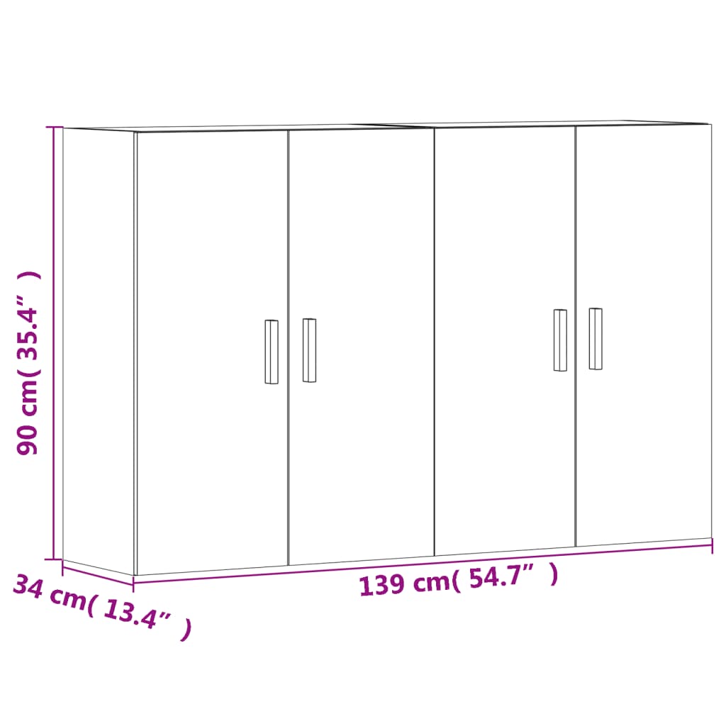 Pack de 2 armarios Riga de pared negro 90x69,5x34 cm