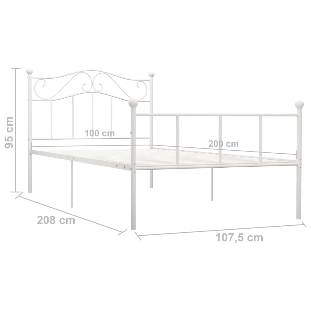 Estructura de cama River metal blanco 100x200 cm