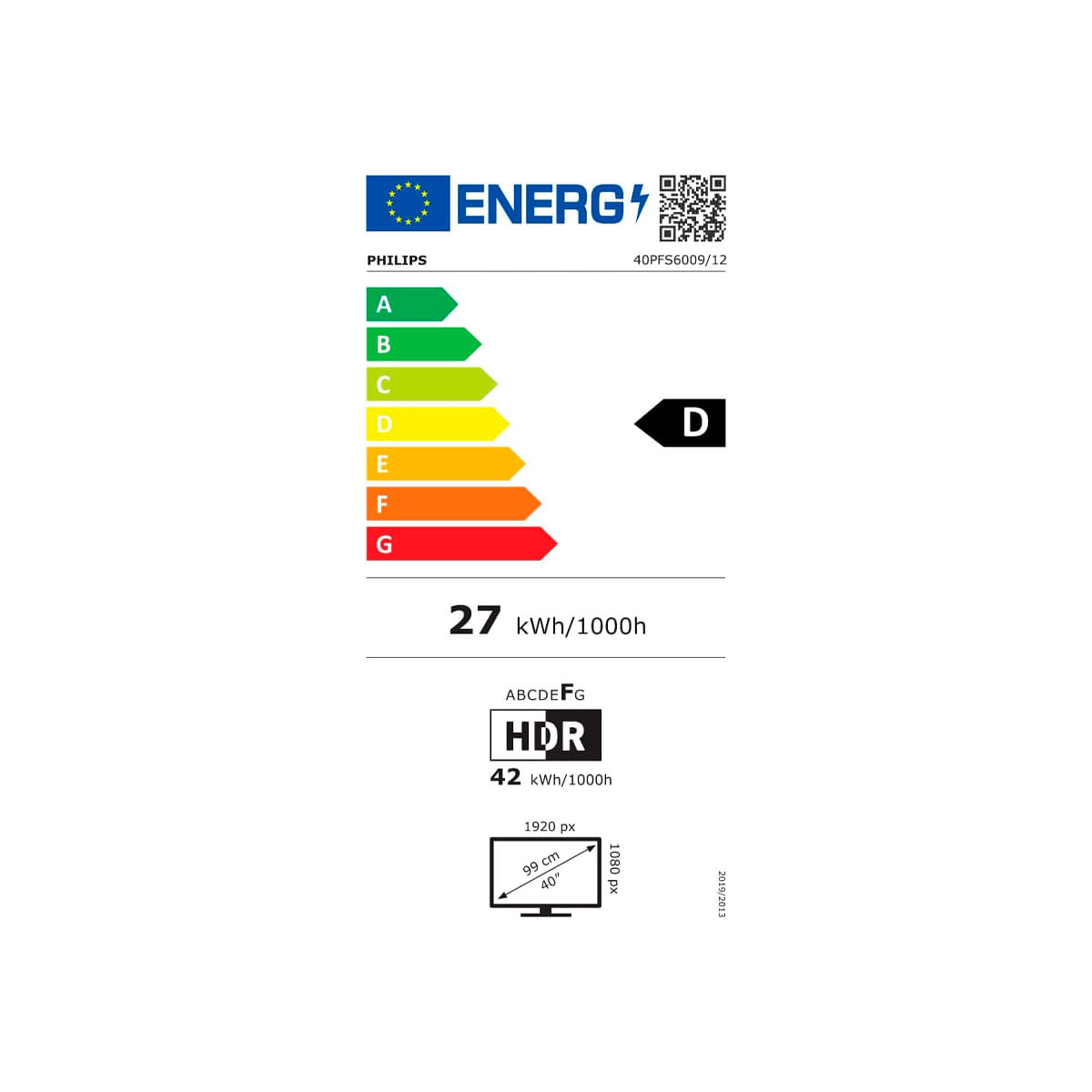 Televisor Smart TV Philips 40PFS6009 Full HD LED 40’’ Titan OS D negro eficiencia-energetica