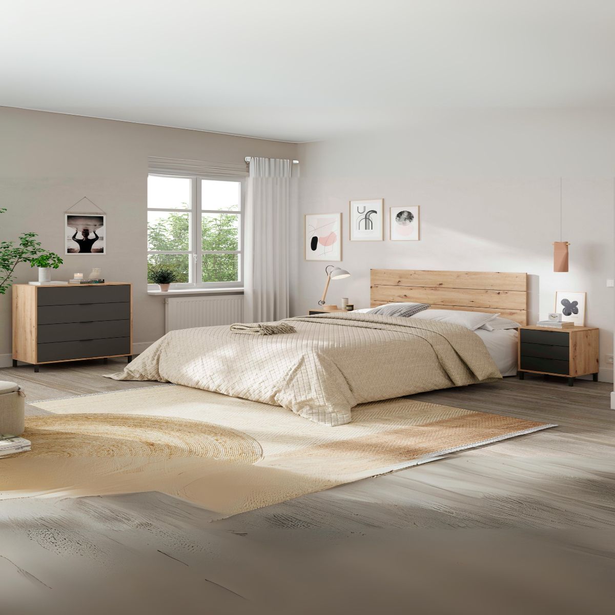 Conjunto-de-dormitorio-Enzo-cabecero---2-mesitas-roble-antracita