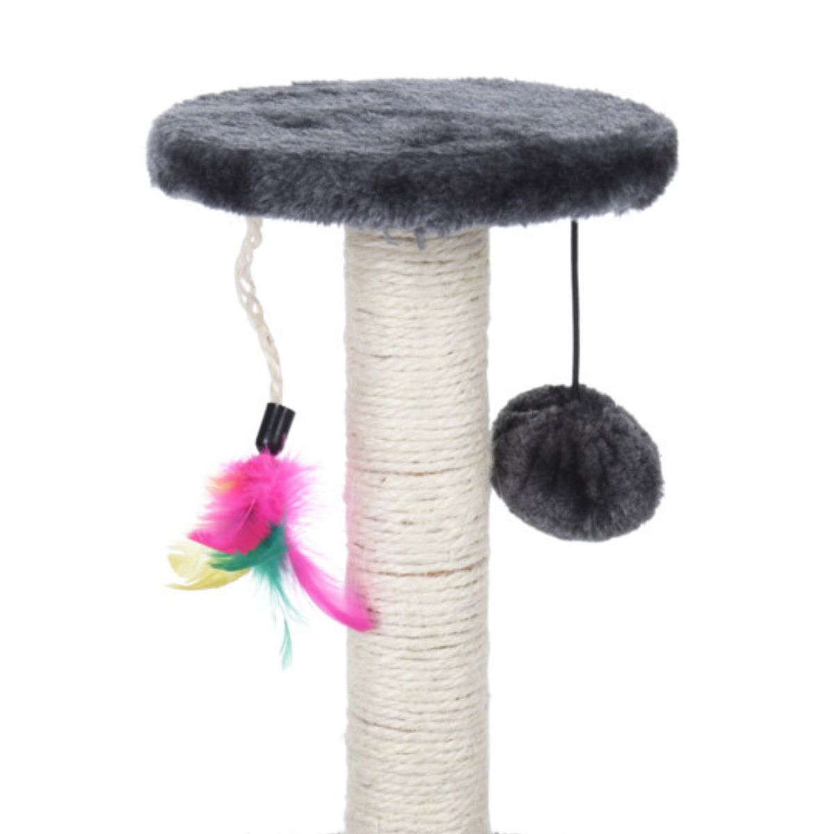 Rascador-para-gatos-con-pluma---bola-gris-Ø16x30-cm-detalle