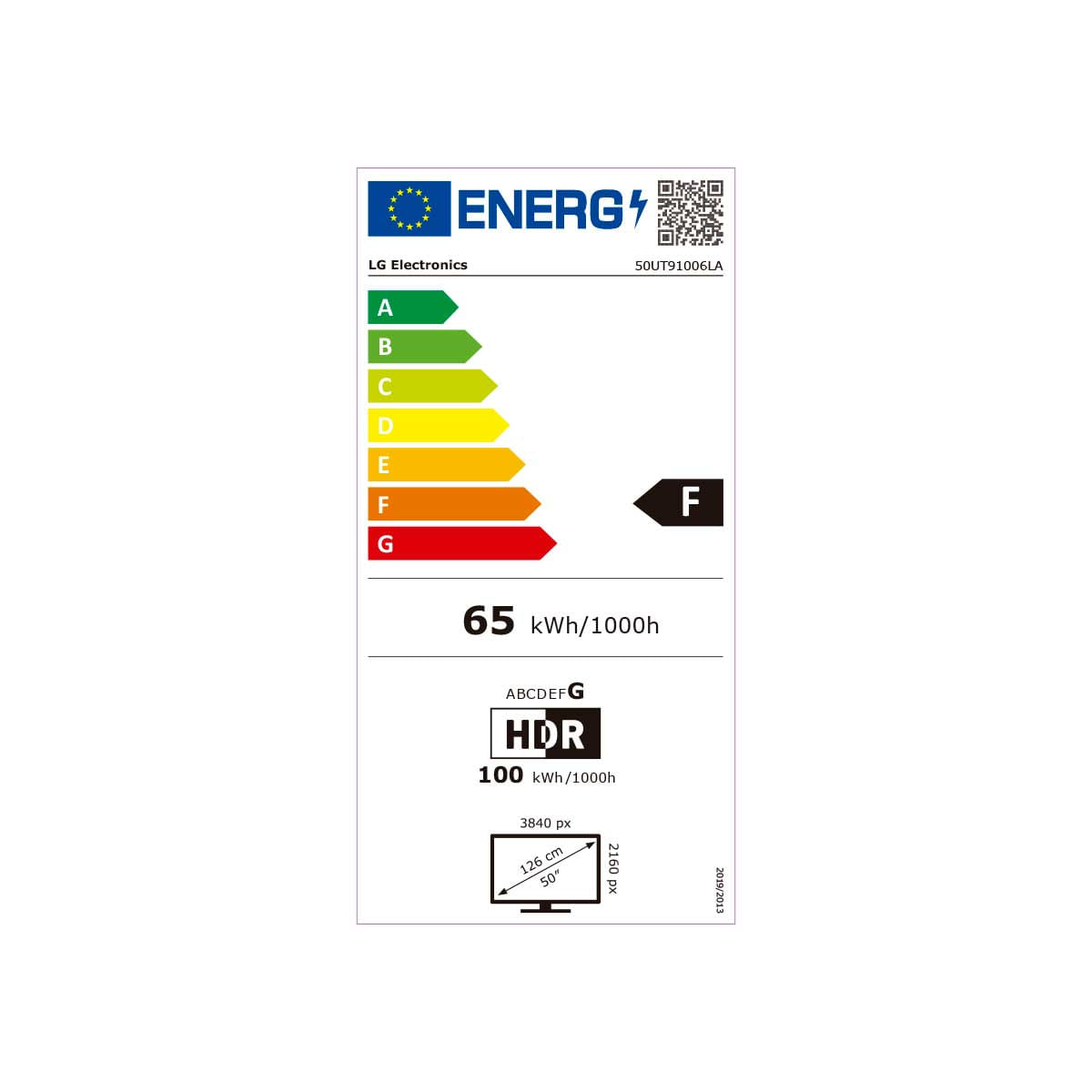 Televisor Smart TV LG 50UT91006LA 4K UHD LED 50’’ webOS 24 F negro eficiencia-energetica