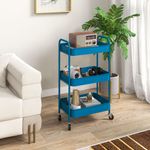 Carrito auxiliar Vejo Homcom 3 cestas azul oscuro 79x45x30,6 cm