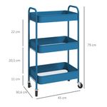 Carrito auxiliar Vejo Homcom 3 cestas azul oscuro 79x45x30,6 cm