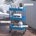 Carrito auxiliar Vejo Homcom 3 cestas azul oscuro 79x45x30,6 cm
