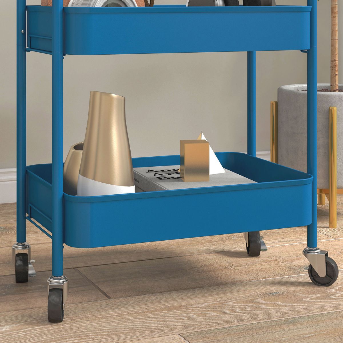 Carrito auxiliar Vejo Homcom 3 cestas azul oscuro 79x45x30,6 cm