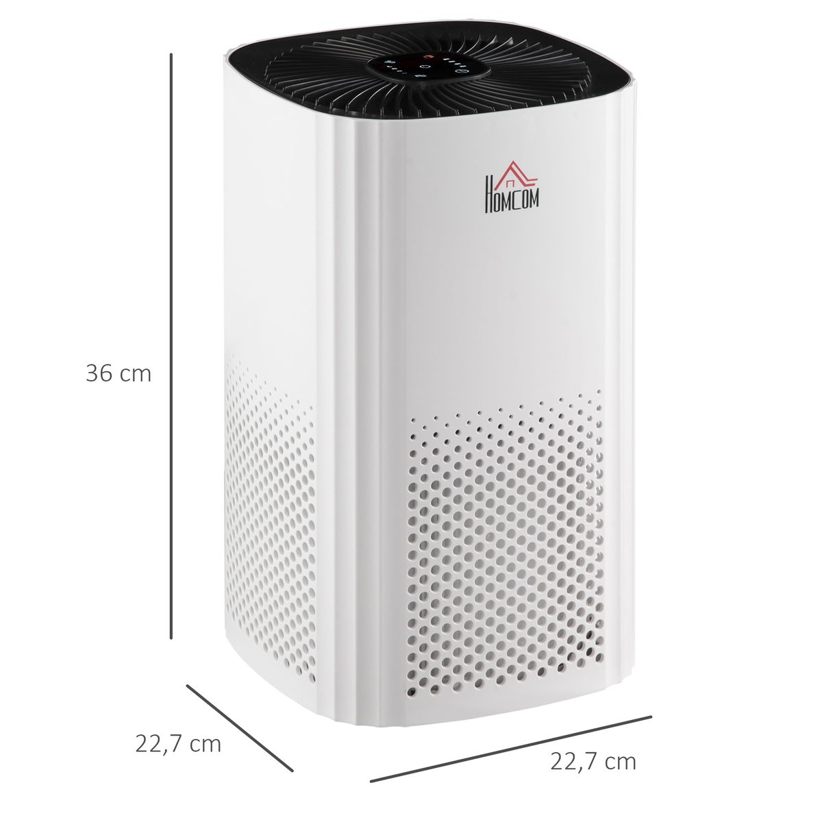 Purificador de aire Myka Homcom filtro HEPA 3 capas 24m² blanco 36x22,7x22,7 cm