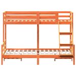 Litera Sorte 2 camas madera maciza marrón claro 80x200/140x200 cm