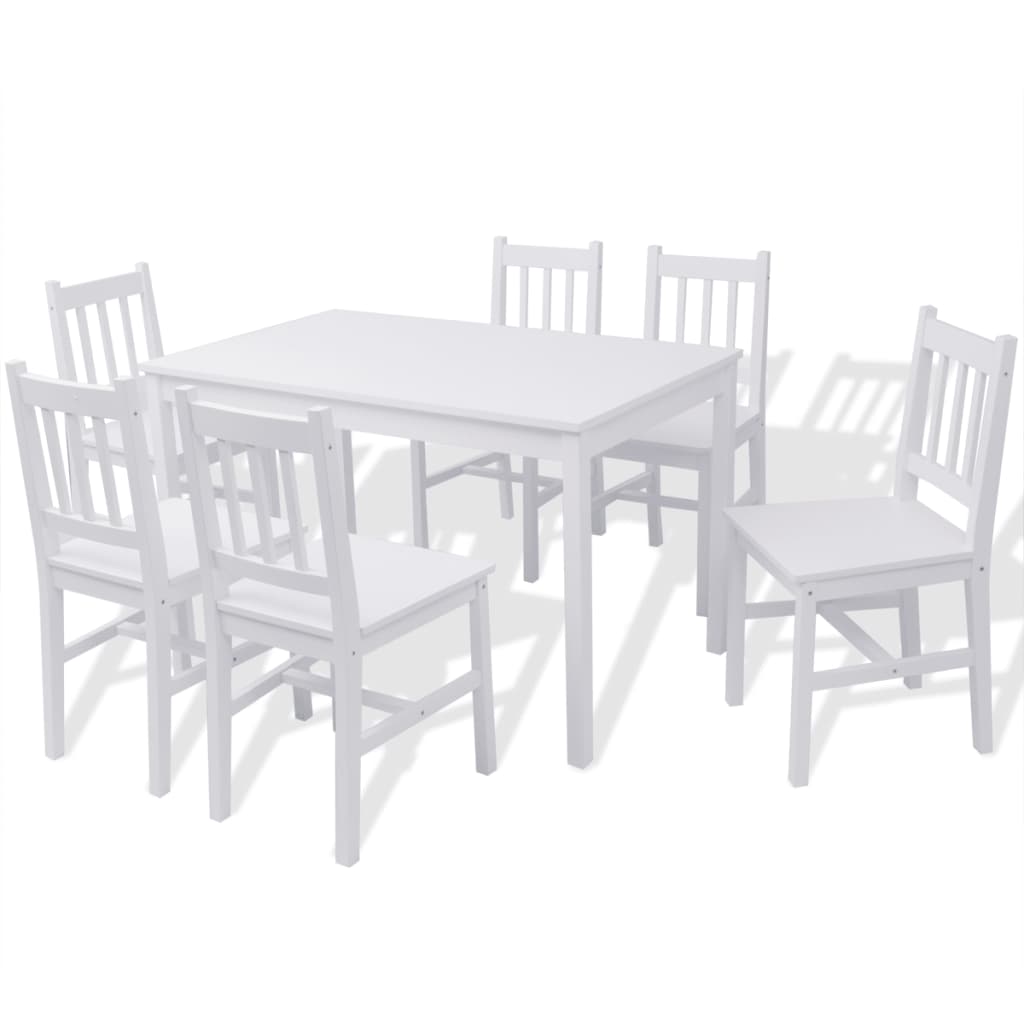 Conjunto de comedor Doleur 6 sillas + mesa madera de pino blanco