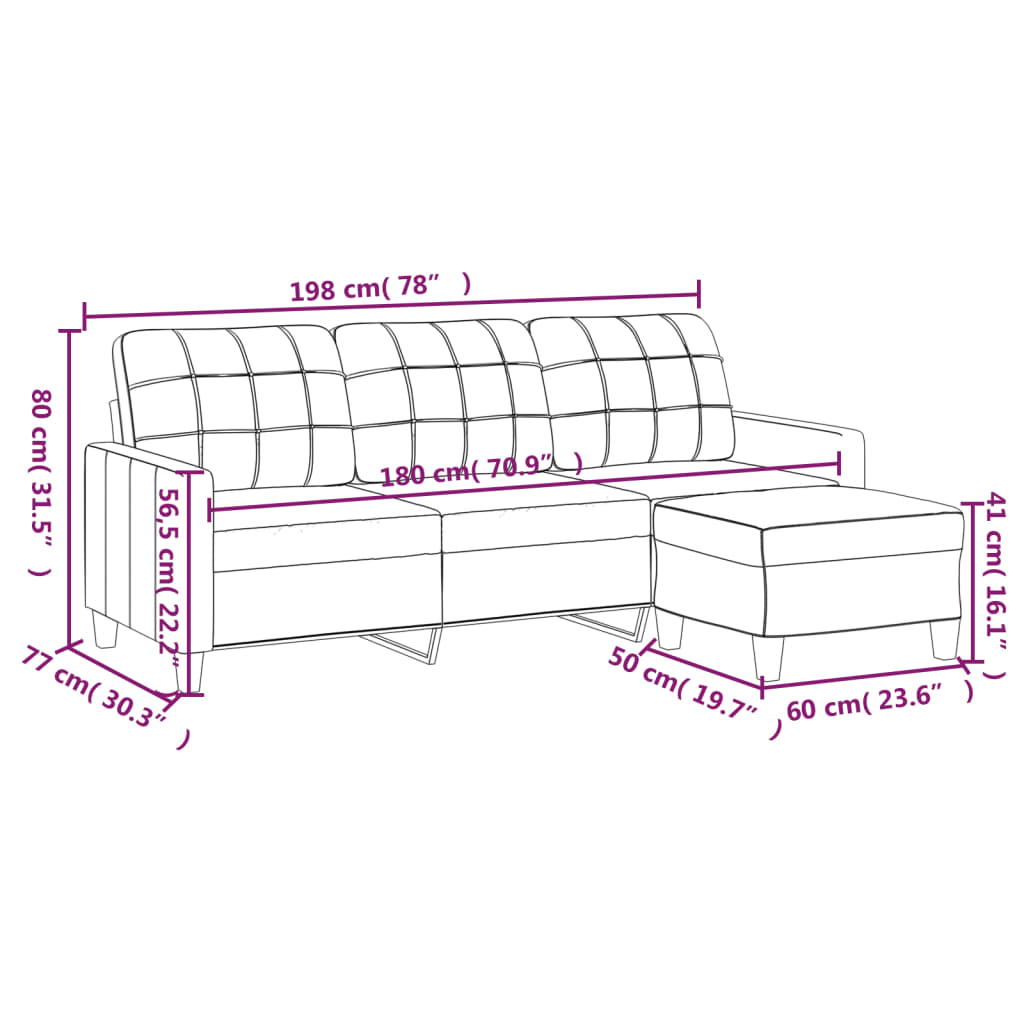 Sofá chaiselongue Géminis 3 plazas marrón 80x198x77 cm