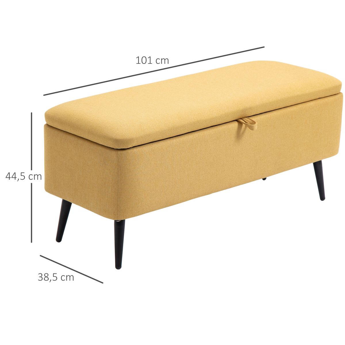 Banco de almacenaje Miller Homcom con tapa abatible amarillo 44,5x101x38,5 cm