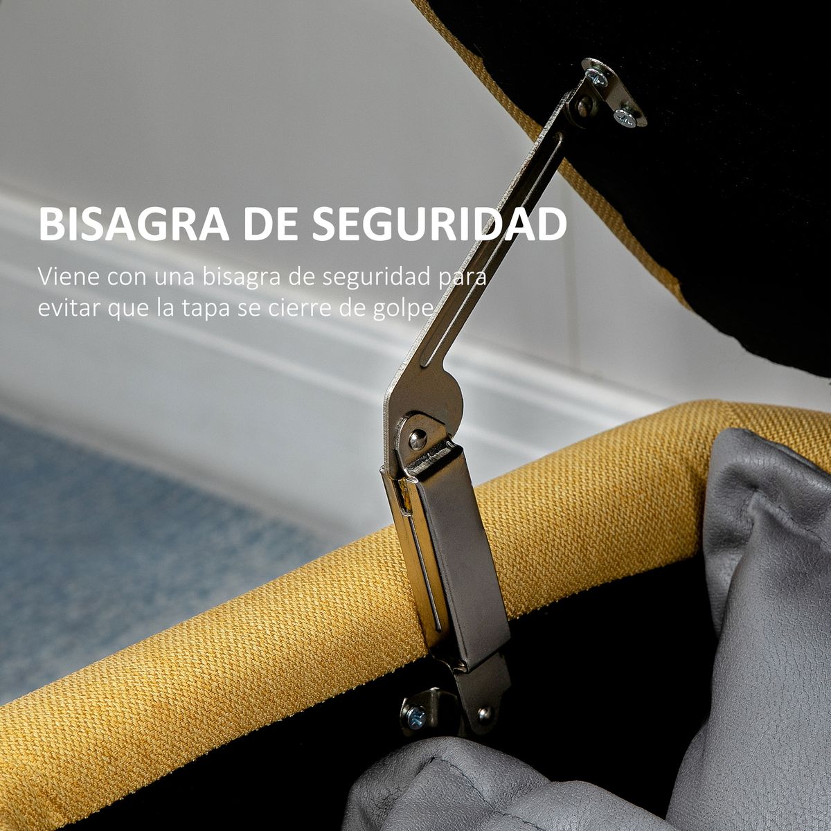 Banco de almacenaje Miller Homcom con tapa abatible amarillo 44,5x101x38,5 cm