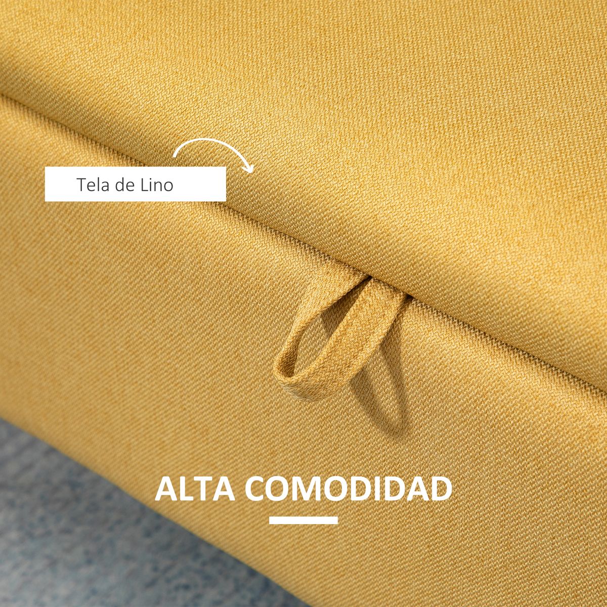 Banco de almacenaje Miller Homcom con tapa abatible amarillo 44,5x101x38,5 cm