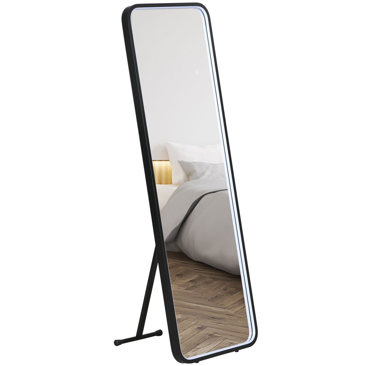 Espejo Lucke Homcom con luz LED ajustable 3 colores negro 151,5x50 cm