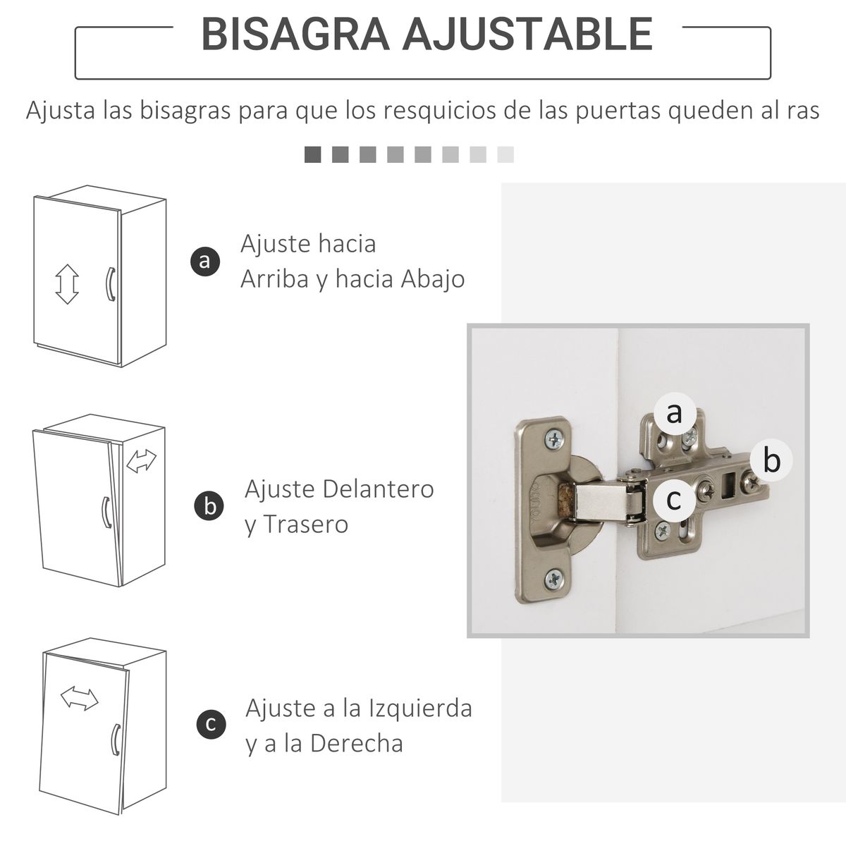 Alacena Toja Homcom 3 cajones + 2 armarios blanco 183,5x80x39,5 cm