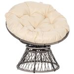 Sillón papasan Outsunny giratorio con cojín gris/crema 90x87x97 cm