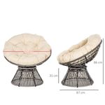 Sillón papasan Outsunny giratorio con cojín gris/crema 90x87x97 cm