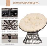 Sillón papasan Outsunny giratorio con cojín gris/crema 90x87x97 cm