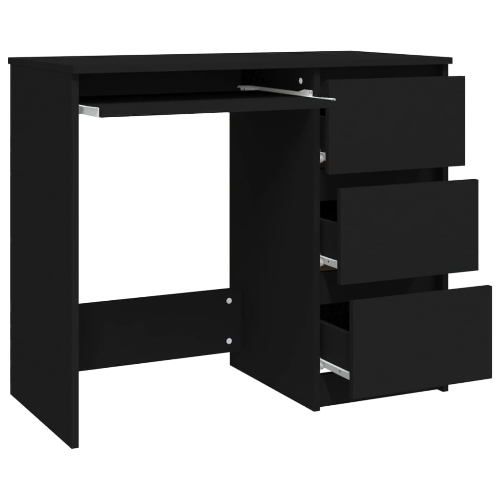 Escritorio Vegal 3 cajones + compartimento para teclado negro 76x90x45 cm
